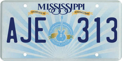 MS license plate AJE313