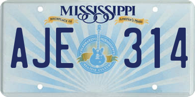 MS license plate AJE314