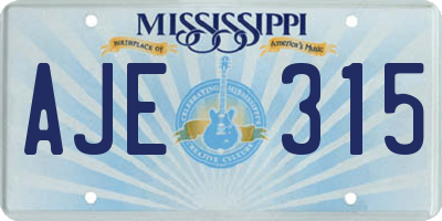 MS license plate AJE315