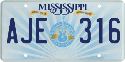 MS license plate AJE316