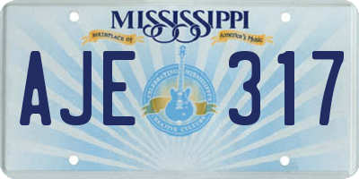 MS license plate AJE317