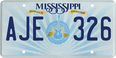 MS license plate AJE326