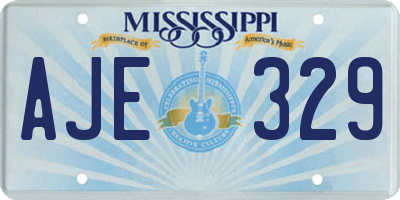 MS license plate AJE329