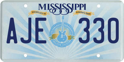 MS license plate AJE330