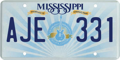 MS license plate AJE331