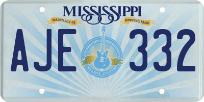 MS license plate AJE332