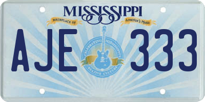 MS license plate AJE333