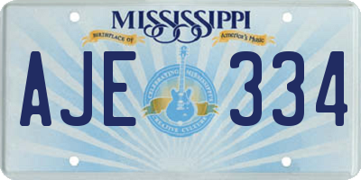 MS license plate AJE334