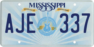 MS license plate AJE337