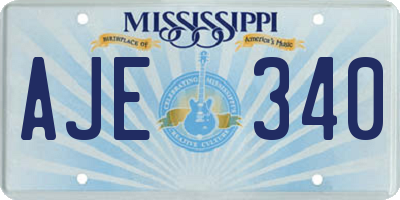 MS license plate AJE340