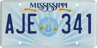 MS license plate AJE341
