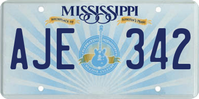 MS license plate AJE342