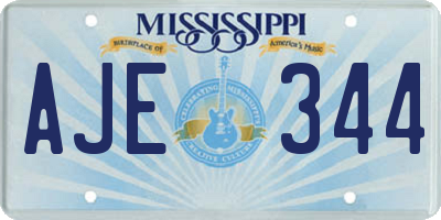 MS license plate AJE344