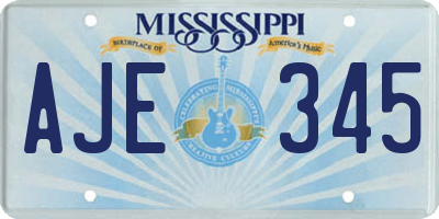 MS license plate AJE345