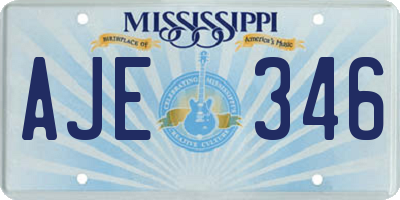 MS license plate AJE346