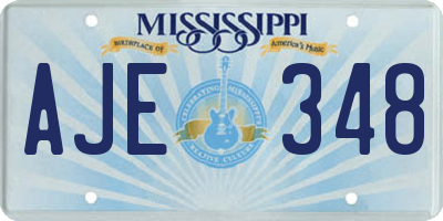 MS license plate AJE348