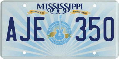 MS license plate AJE350