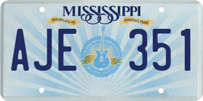 MS license plate AJE351