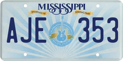 MS license plate AJE353