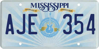 MS license plate AJE354
