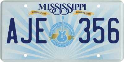 MS license plate AJE356