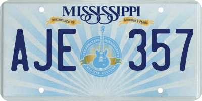 MS license plate AJE357