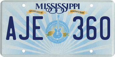 MS license plate AJE360
