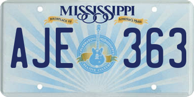MS license plate AJE363