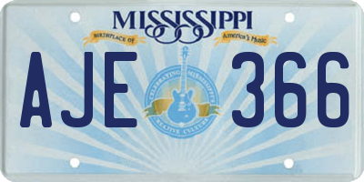 MS license plate AJE366