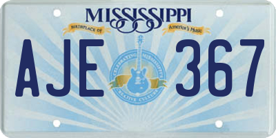 MS license plate AJE367