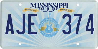 MS license plate AJE374