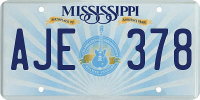 MS license plate AJE378