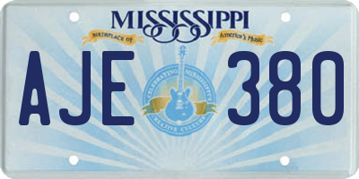 MS license plate AJE380