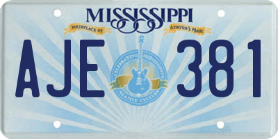 MS license plate AJE381