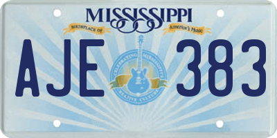 MS license plate AJE383