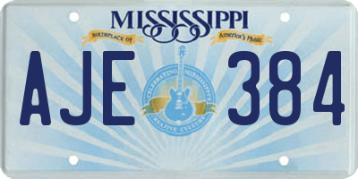MS license plate AJE384