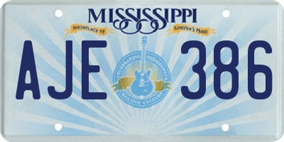 MS license plate AJE386