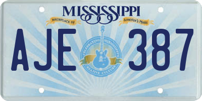 MS license plate AJE387