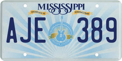 MS license plate AJE389