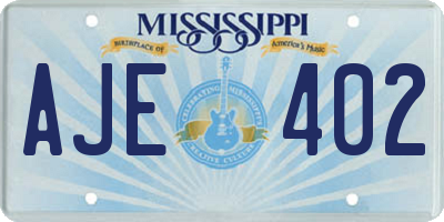 MS license plate AJE402