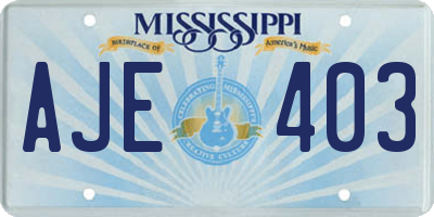 MS license plate AJE403