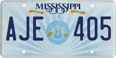 MS license plate AJE405