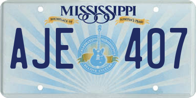 MS license plate AJE407