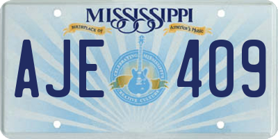 MS license plate AJE409
