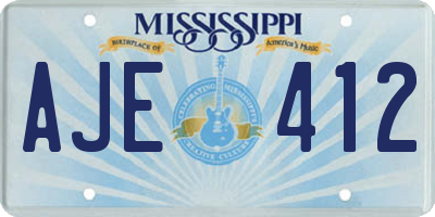 MS license plate AJE412