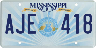 MS license plate AJE418