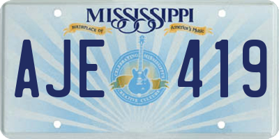 MS license plate AJE419