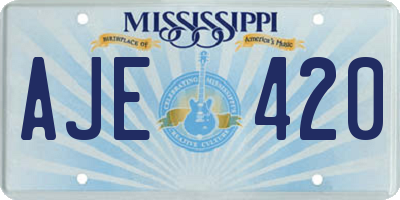MS license plate AJE420