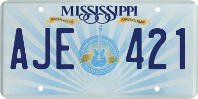 MS license plate AJE421