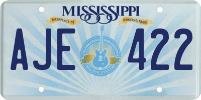 MS license plate AJE422
